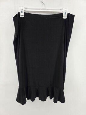 Passports Black Ruffle Hem Skirt – Size XL – Stretch Midi Pencil Skirt